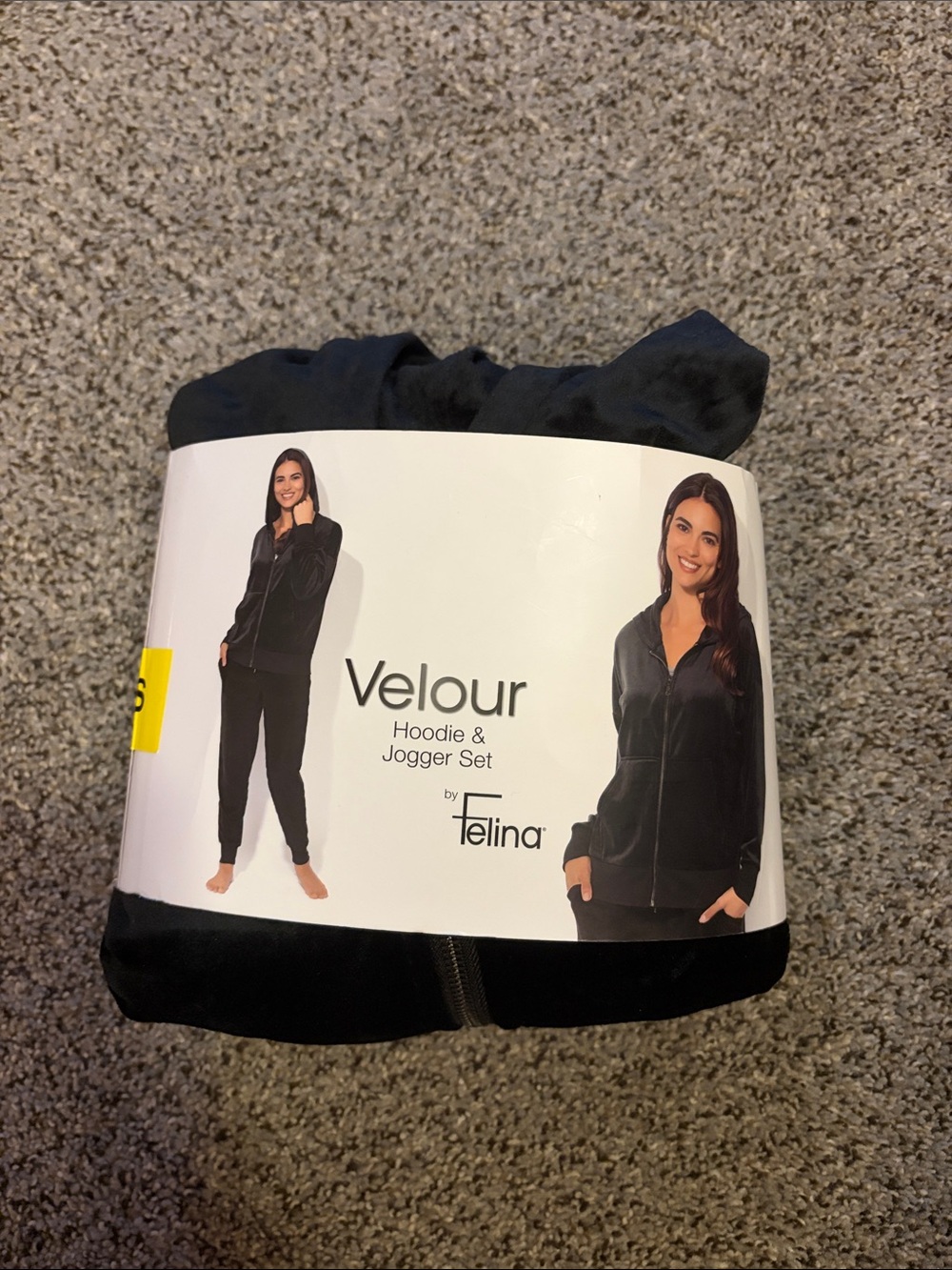 Felina Black Velour Hoodie & Jogger Loungewear Set